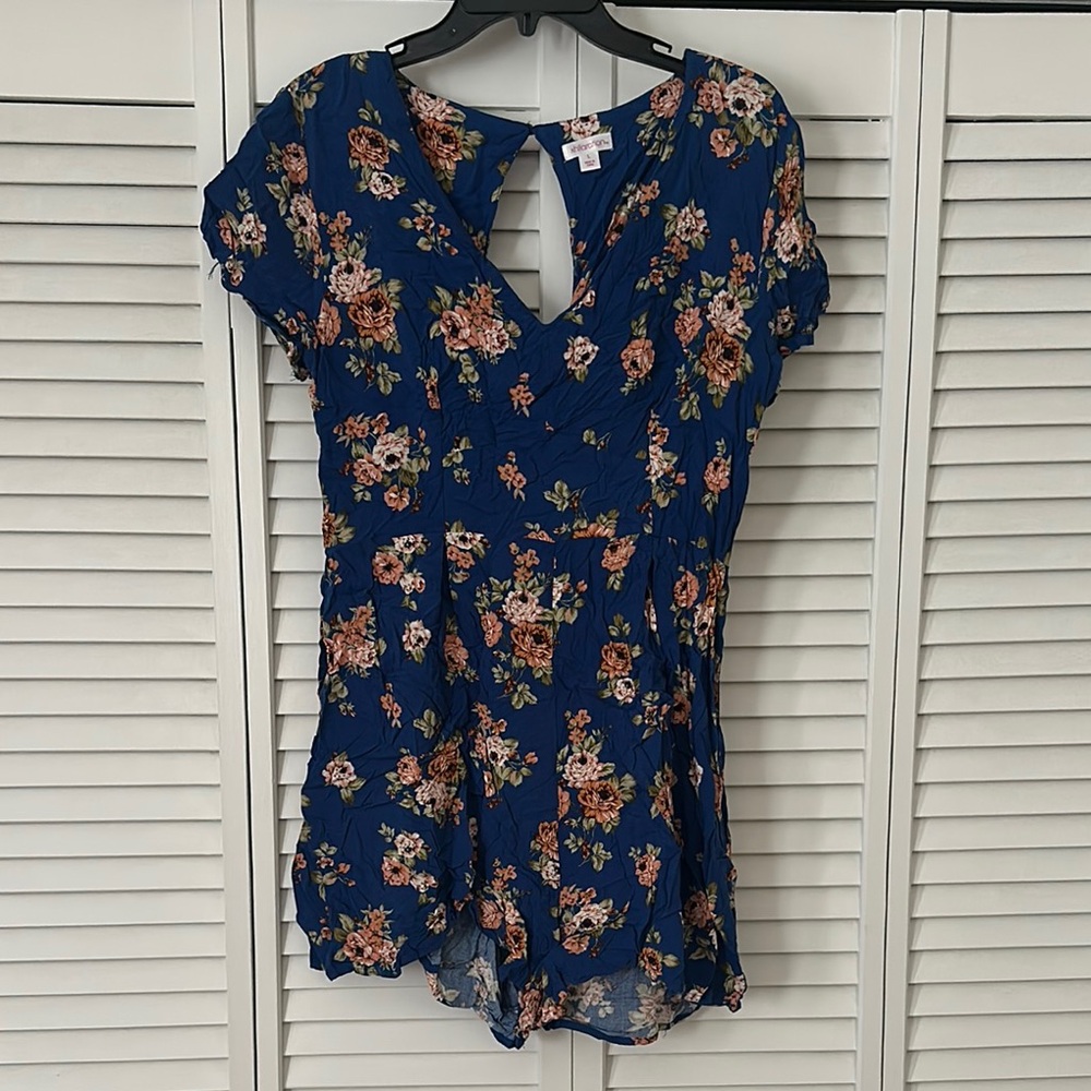 Floral Blue Women's Romper